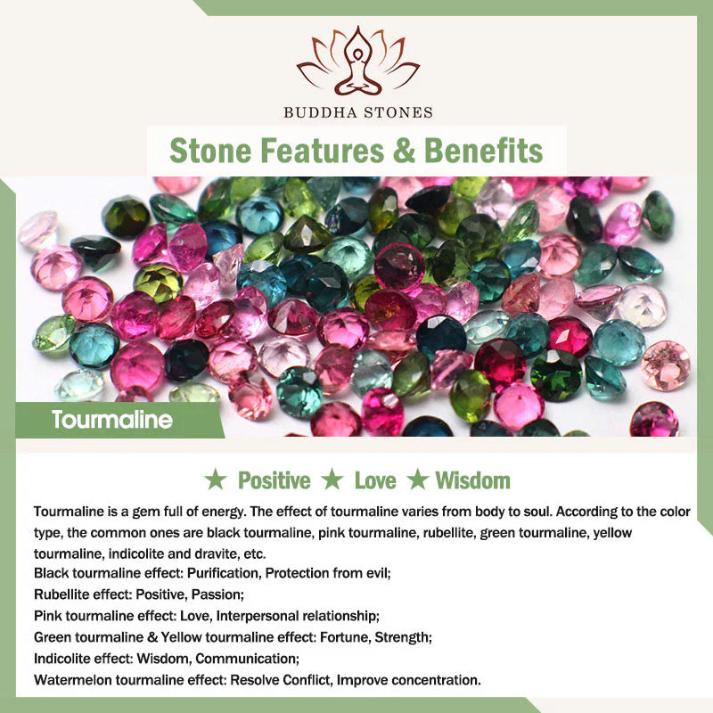 Buddha Stones 2.5mm Natural Tourmaline Ultra-thin Beads Positive Bracelet