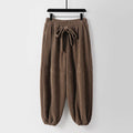Buddha Stones Winter Solid Color Lace-up Men's Harem Cotton Corduroy Pants With Pockets