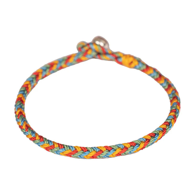 Buddha Stones 925 Sterling Silver Eight Thread Peace Knot Colorful Rope Luck Braided Bracelet