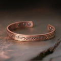 Buddha Stones Engraved Patterned Copper Balance Open Cuff Bracelet Bangle