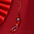 Buddha Stones Year of the Horse Natural Cinnabar Fu Character Blessing Phone Hanging Decoration