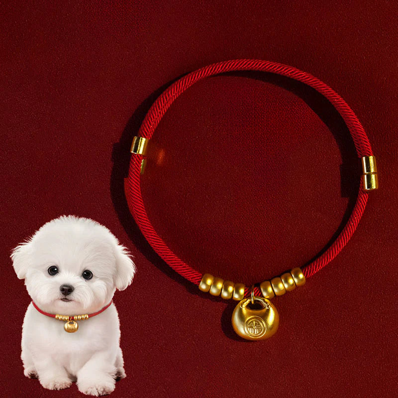 Buddha Stones Red String Bead Protection Adjustable Cats Small Dogs Pet Collar