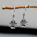 Buddha Stones 925 Sterling Silver Lotus Flower Enlightenment Earrings