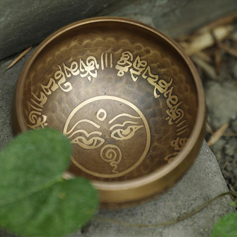 Buddha Stones Tibetan Sound Bowl Handcrafted for Yoga and Meditation Singing Bowl Set