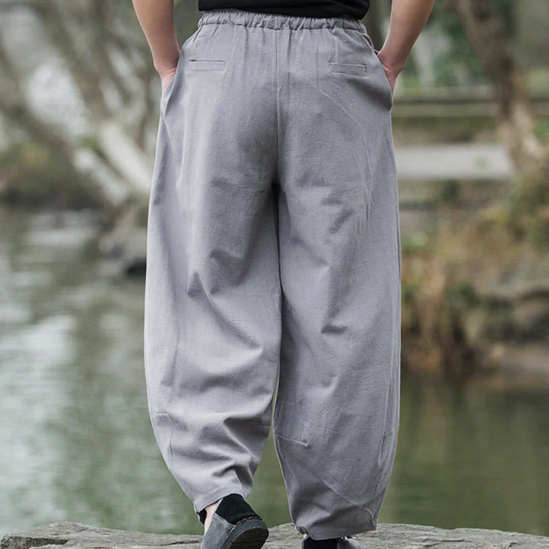 Buddha Stones Plain Casual Bloomer Men's Pants With Pockets