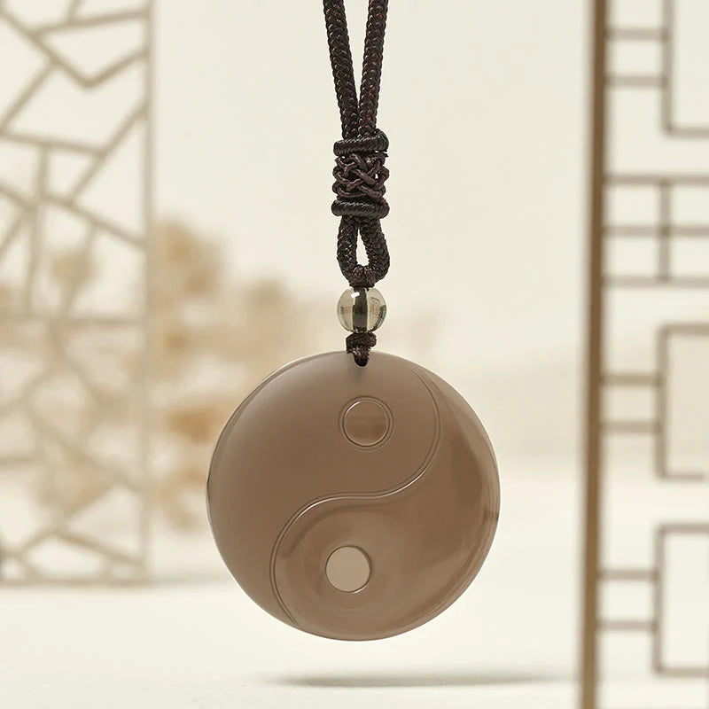 Buddha Stones Yin Yang Symbol Ice Obsidian Positive Necklace Pendant