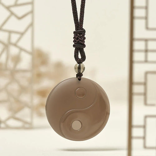 Buddha Stones Yin Yang Symbol Ice Obsidian Positive Necklace Pendant