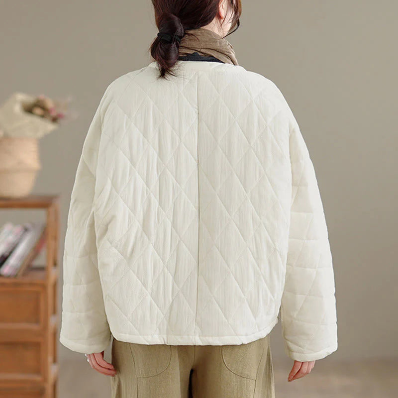 Buddha Stones Women's Plain Cotton-padded Tai Chi Zen Long Sleeve Jacket With Pockets