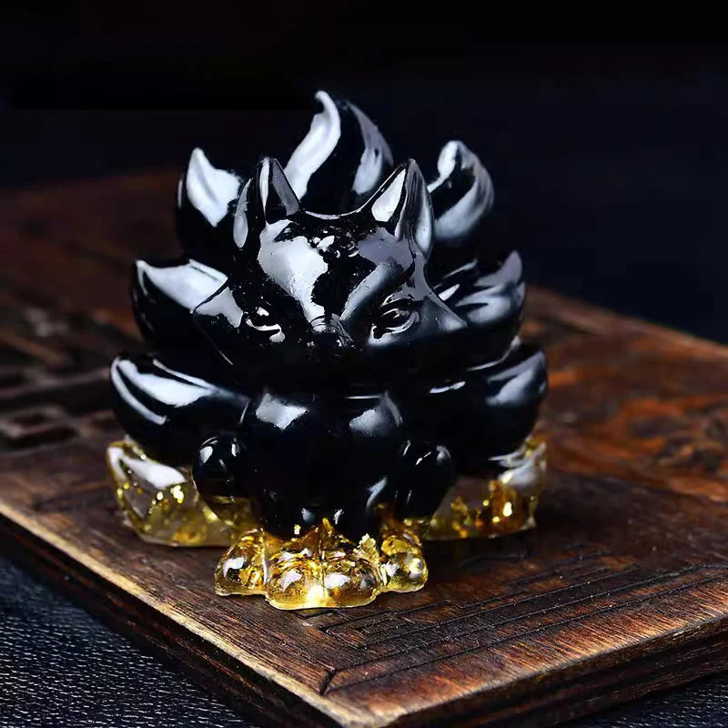 Buddha Stones Natural Various Crystal Strawberry Quartz Amethyst Nine Tailed Fox Protection Home Decoration