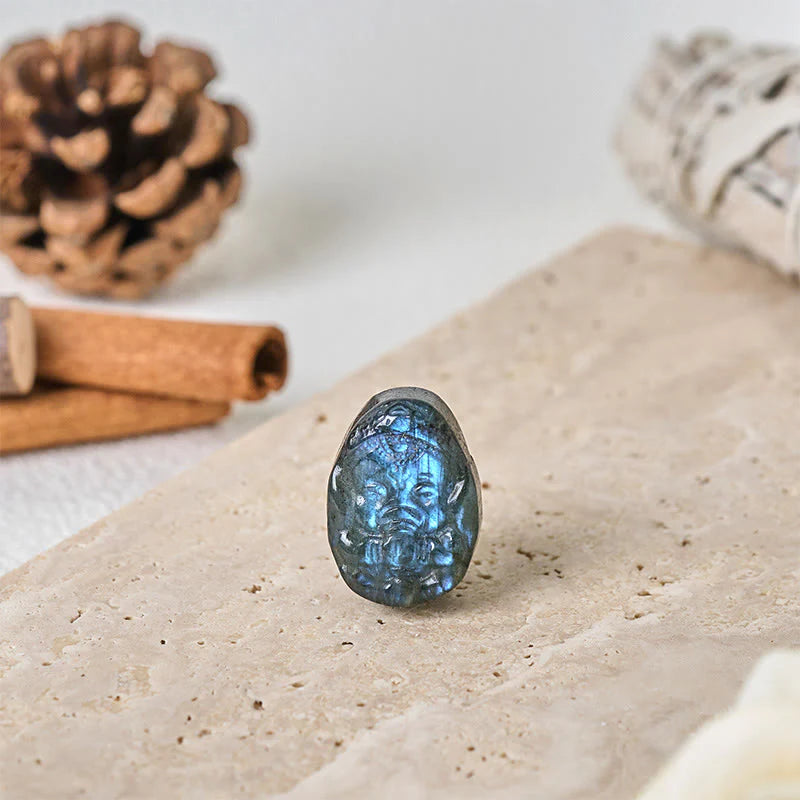 Buddha Stones Ganesh Elephant Figurine Natural Labradorite Healing Protection Statue Home Decoration