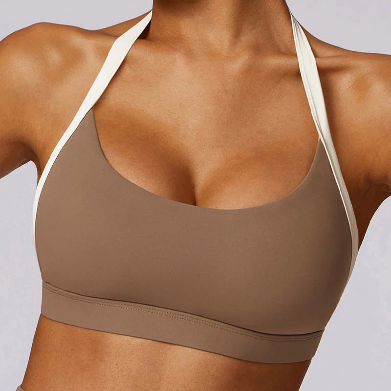 Buddha Stones Solid Color Halter Neck Bra Long Sleeve Crop Tank Top Pants Sports Fitness Gym Yoga Outfits