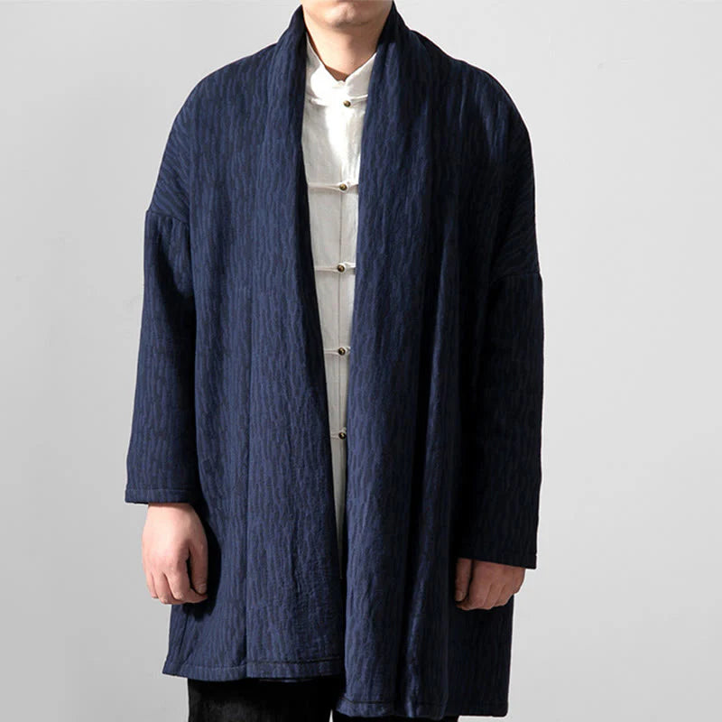 Buddha Stones Fall Simple Cotton Fleece Lined Men's Mid-length Coat Clothing (Extra 30% Off | USE CODE: FS30)