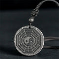 Buddha Stones Authentic Shungite Stone Yin Yang Bagua Protection Necklace Pendant