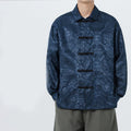 Buddha Stones Spring Jacquard Lapel Long Sleeve Men's Tang Suit Frog-Button Jacket With Pockets