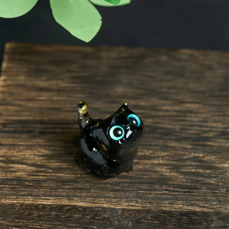 FREE Today: Strength and Protection Crystal Drip Resin Small Cat Statue Decoration