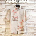 Buddha Stones Summer Bamboo Butterfly Pattern Short Sleeve Frog-button Design Men's Shirt Jacket