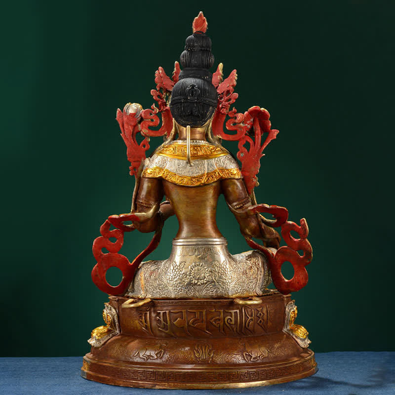Buddha Stones Bodhisattva Green Tara Hope Copper Statue Decoration