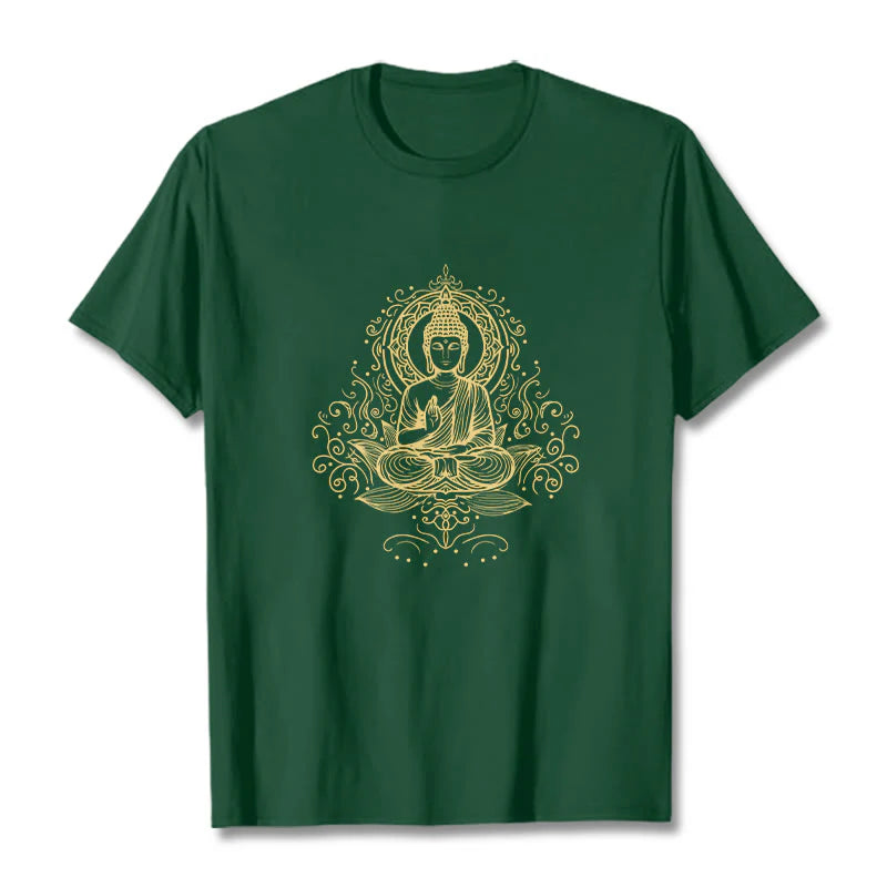 Buddha Stones Lotus Flower Vines Meditation Buddha Tee T-shirt