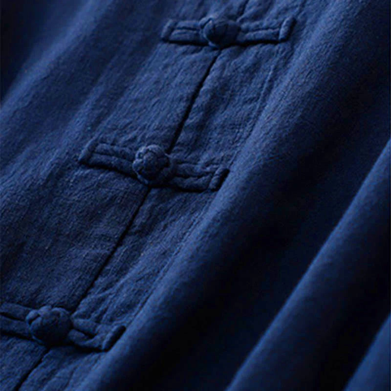 Buddha Stones Literary Artistic Chinese Knot Button Casual Clothing