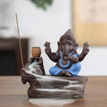 Buddha Stones Ganesh Elephant Purple Clay Backflow Smoke Fountain Protection Stick Incense Burner
