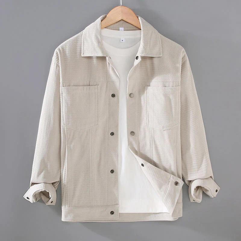 Buddha Stones Commute Lapel Design Buttons Men's Long Sleeve Jacket With Pockets