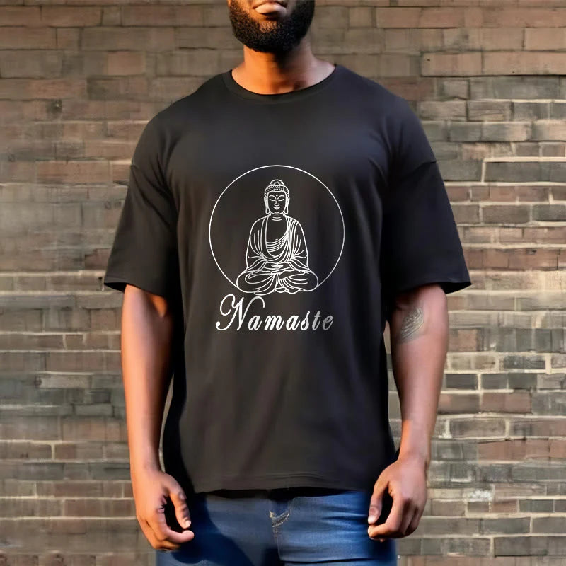Buddha Stones NAMASTE Buddha Meditating Tee T-shirt