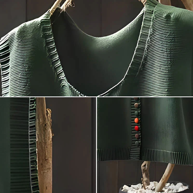 Buddha Stones Colorful Buttons Women's Sleeveless Cotton Knitted Vest Waistcoat