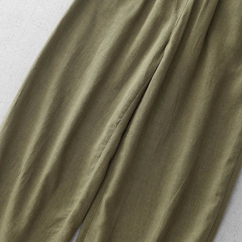 Buddha Stones Casual Plain Rope Women's Cotton 7-8 Length Pants With Pockets