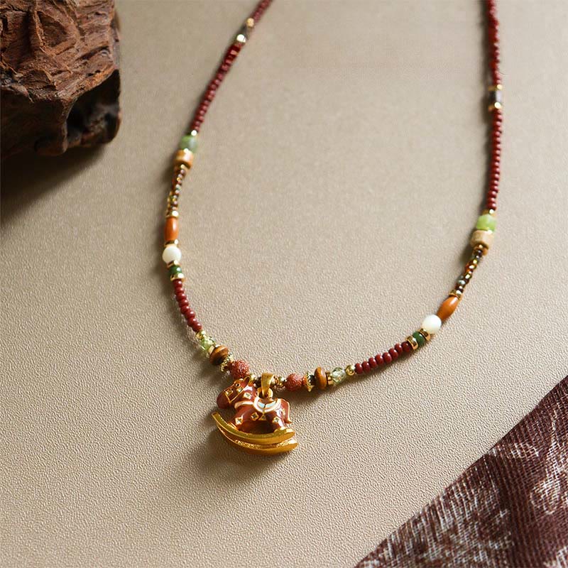 Buddha Stones Year Of The Horse Copper Tiger Eye Various Beads Balance Necklace Pendants