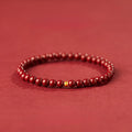 Buddha Stones 999 Gold Cinnabar Simple Design Concentration Bracelet