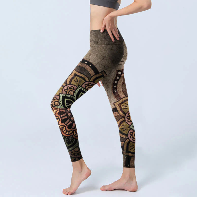 Buddha Stones Mandala Print Design Gym Leggings Women's Yoga Pants