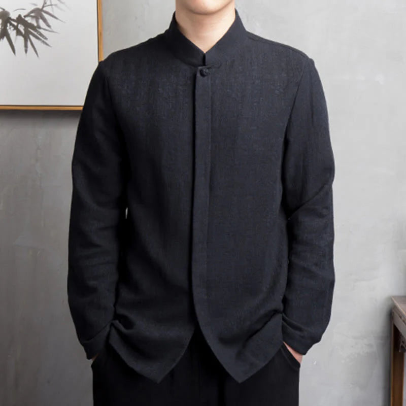 Buddha Stones Solid Color Chinese Tang Suit Jacket Men Clothing