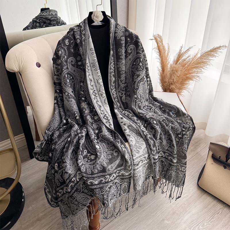 Buddha Stones Spring Floral Paisley Pattern Scarf Shawl With Tassels