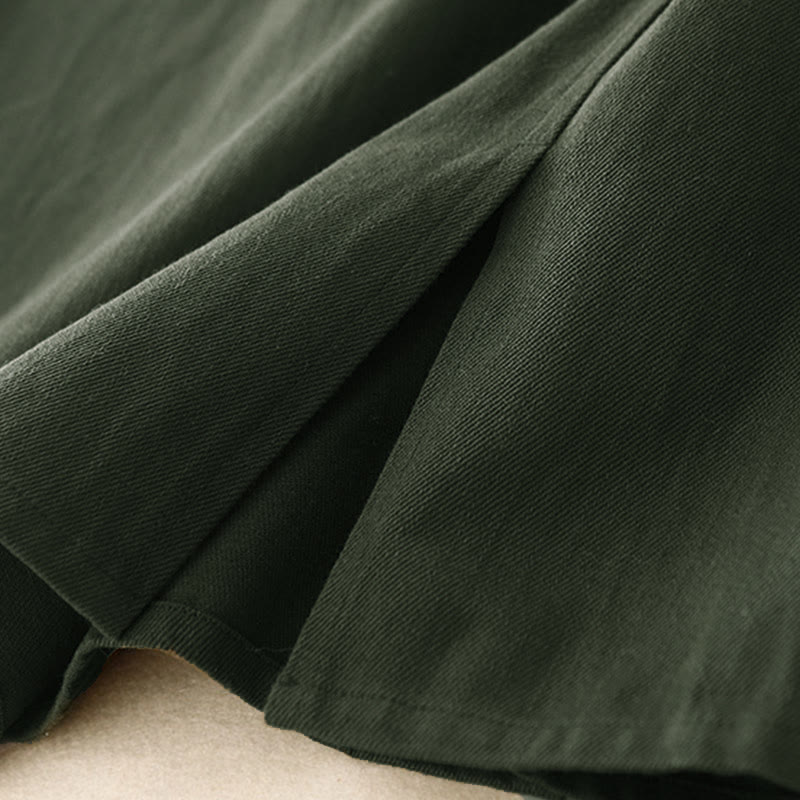 Buddha Stones Women's Plain Cotton Skirt With Pockets