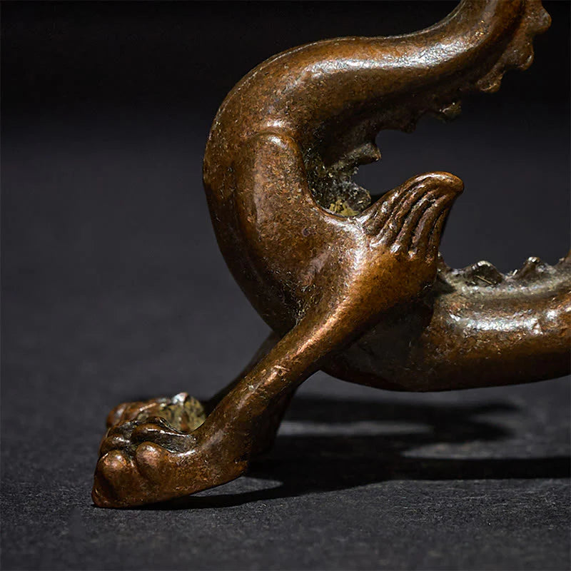 Buddha Stones Mini Dragon Alloy Luck Protection Home Decoration 7.6*2.5*5.4 cm