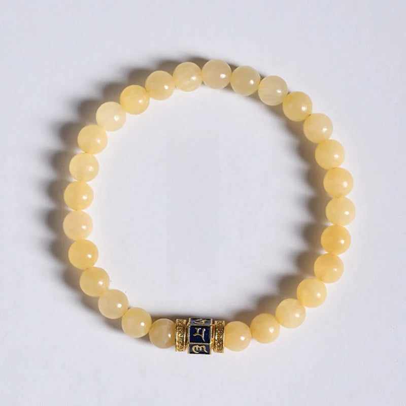Buddha Stones Topaz Beads Om Mani Padme Hum Fortune Bracelet