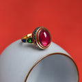Buddha Stones 925 Sterling Silver Red Corundum Courage Ring