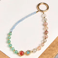 Buddha Stones Super Seven Crystal Blue Chalcedony Beaded Healing Key Chain Phone Hanging Decoration