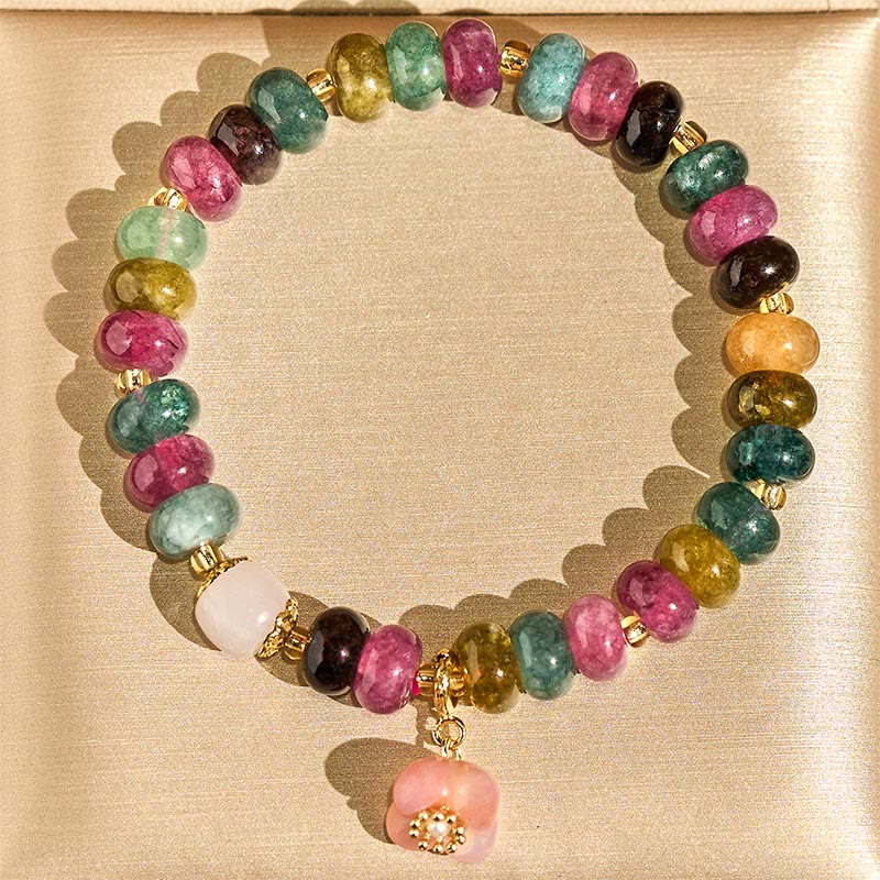 Buddha Stones Tourmaline Yanyuan Agate Peach Blossoms Love Bracelet