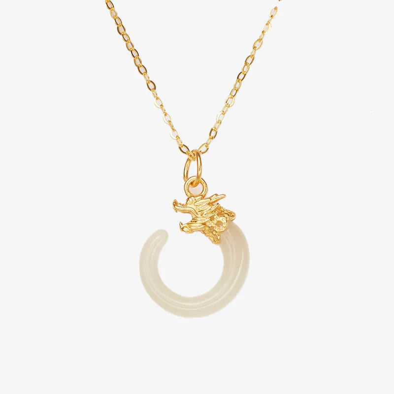 Buddha Stones 925 Sterling Silver Year Of The Dragon Natural Hetian Jade Luck Strength Necklace Pendant (Extra 40% Off | USE CODE: FS40)