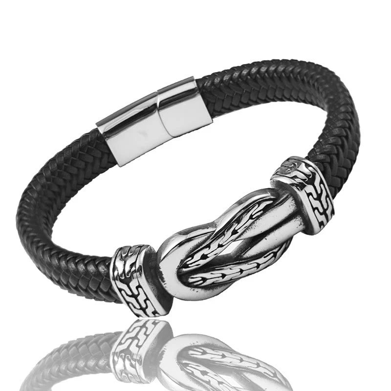 Buddha Stones Knot Design Braided Leather Balance Bracelet