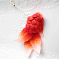 Buddha Stones Handmade Yangzhou Velvet Flower Mulberry Silk Red Koi Fish Leaves Brooch Hair Clip