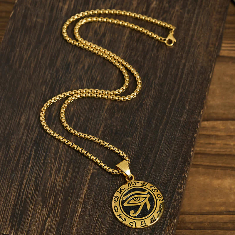 Buddha Stones Titanium Steel Evil Eye Balance Necklace Pendants