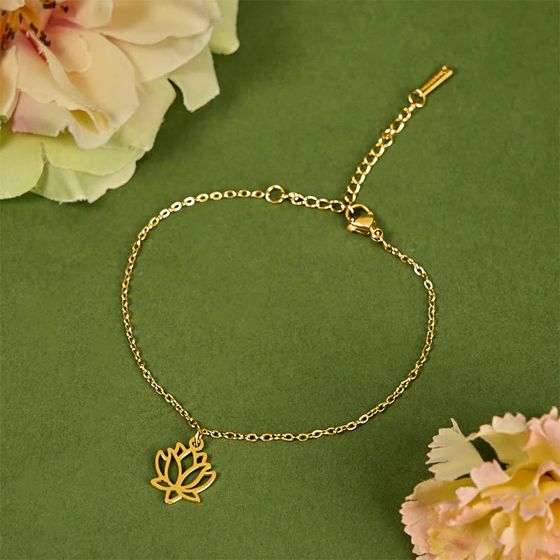 Buddha Stones Lotus Pattern Titanium Steel Enlightenment Bracelet