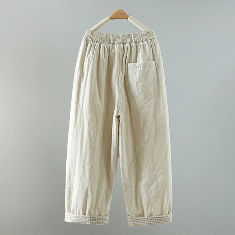 Buddha Stones Straight Lines Stripes Cotton Women's Harem Pants With Pockets