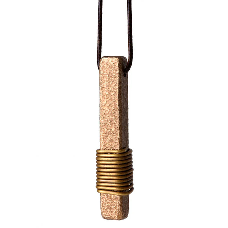 Buddha Stones Vintage Textured Design Brass Copper Wealth Necklace Pendant