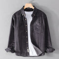 Buddha Stones Casual Corduroy Solid Color Men's Long Sleeve Cotton Thickened Jacket With Pockets