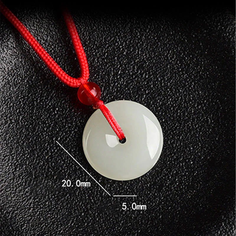 Buddha Stones Jade Peace Buckle Abundance Red Rope Necklace Pendant