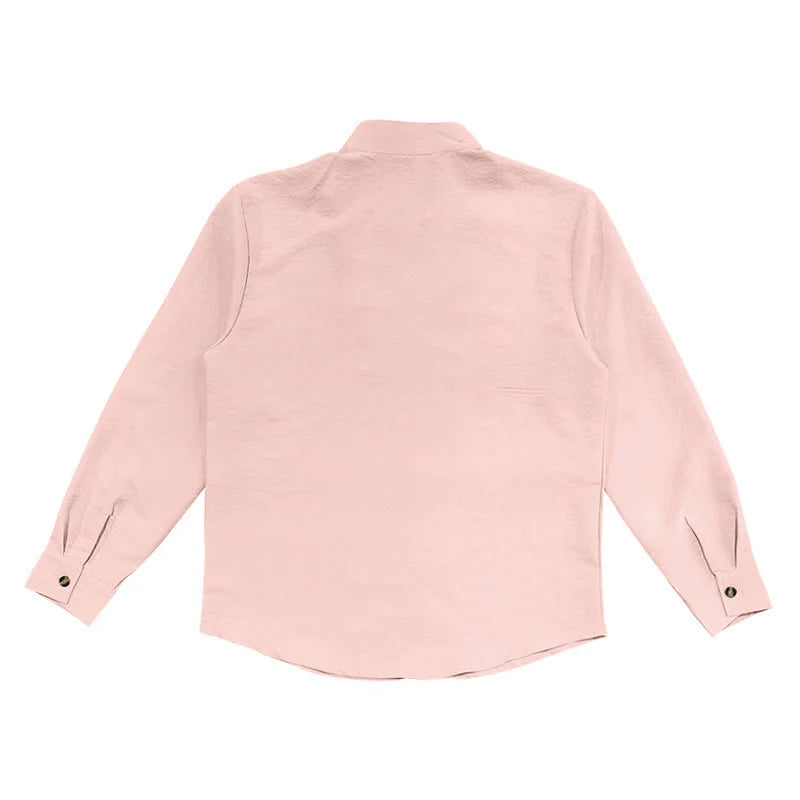 Buddha Stones Solid Color Buttons Fall Long Sleeve Men's Shirt