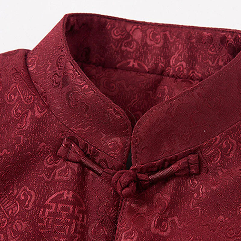 Buddha Stones Embroidery Pattern Stand Collar Long Sleeve Men's Tang Suit Jacket With Pockets